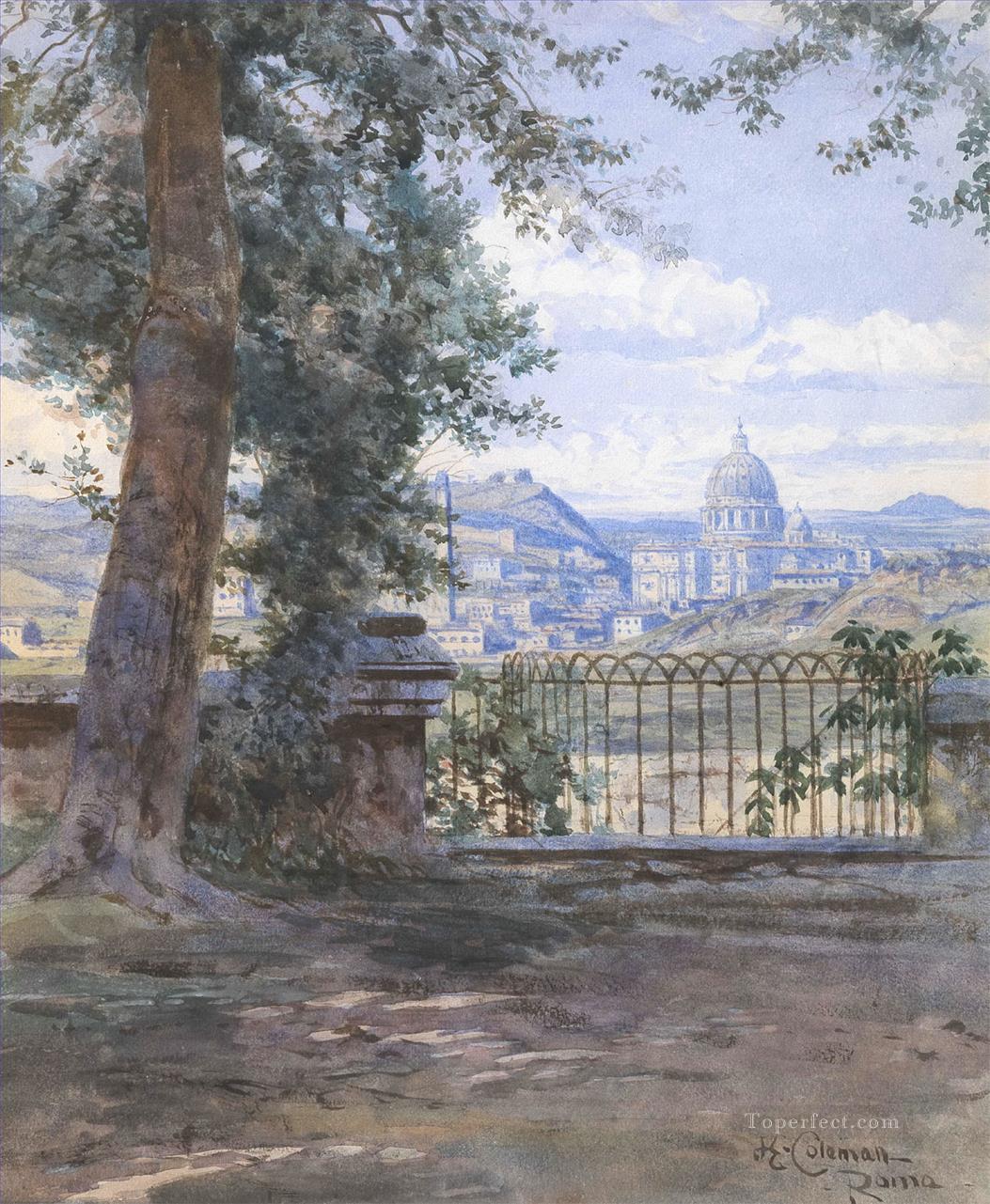 Vue de Rome después de la Villa Pamphilj Enrico Coleman género Pintura al óleo
